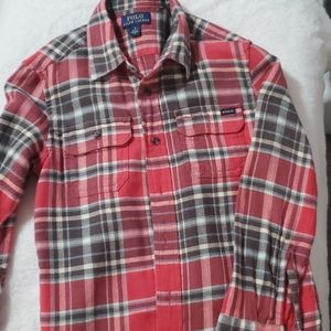 BOYS long sleeve plaid polo Top